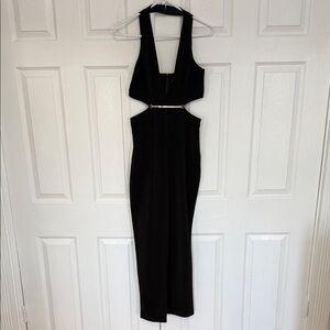 Express Black Jumpsuit with gold accent in waistband